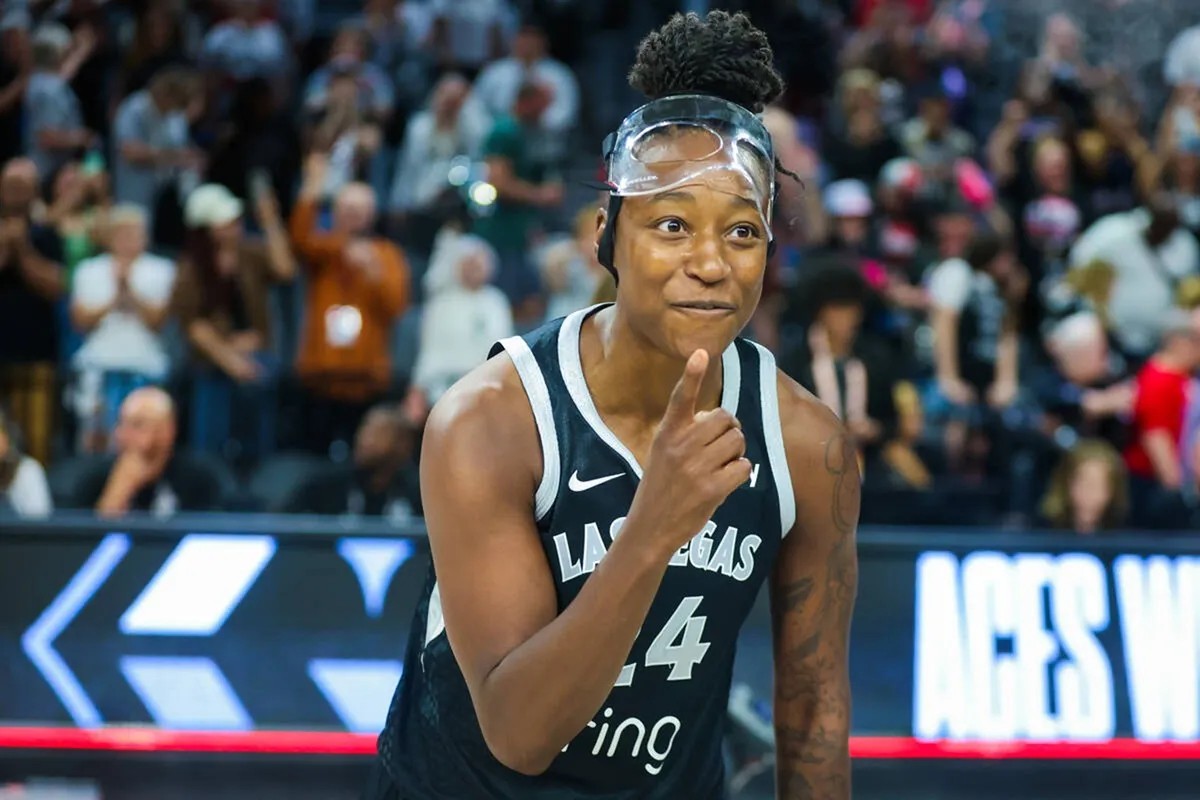 Aces guard Jewell Loyd, who exited Game 1 with a left leg injury and was ruled out of Game 2 (file photo)