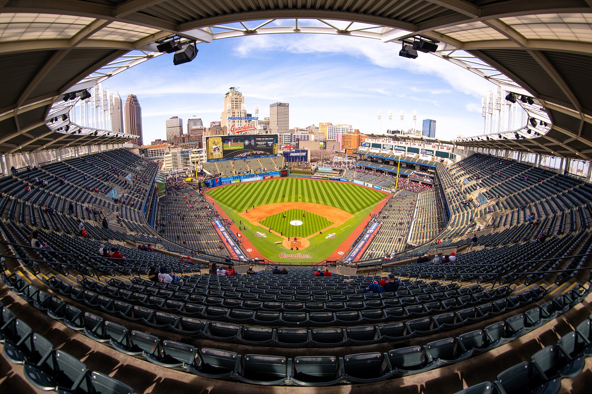 Progressive Field in Cleveland, home of the Guardians