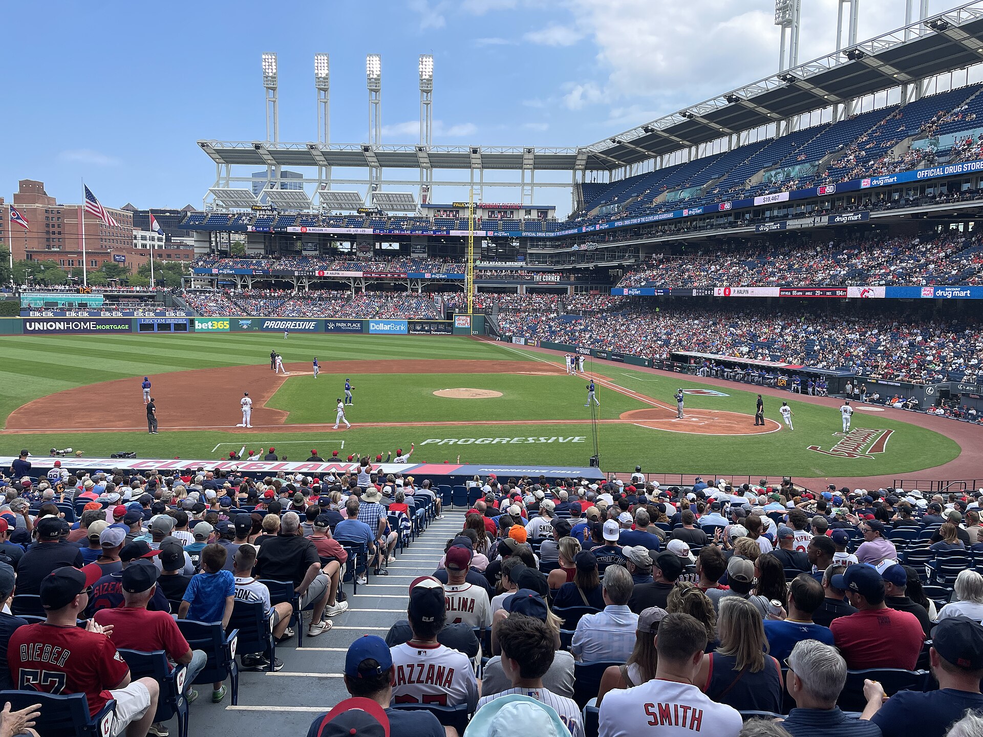 Progressive Field in Cleveland, home of the Guardians and host of ALCS Game 5 on Sunday