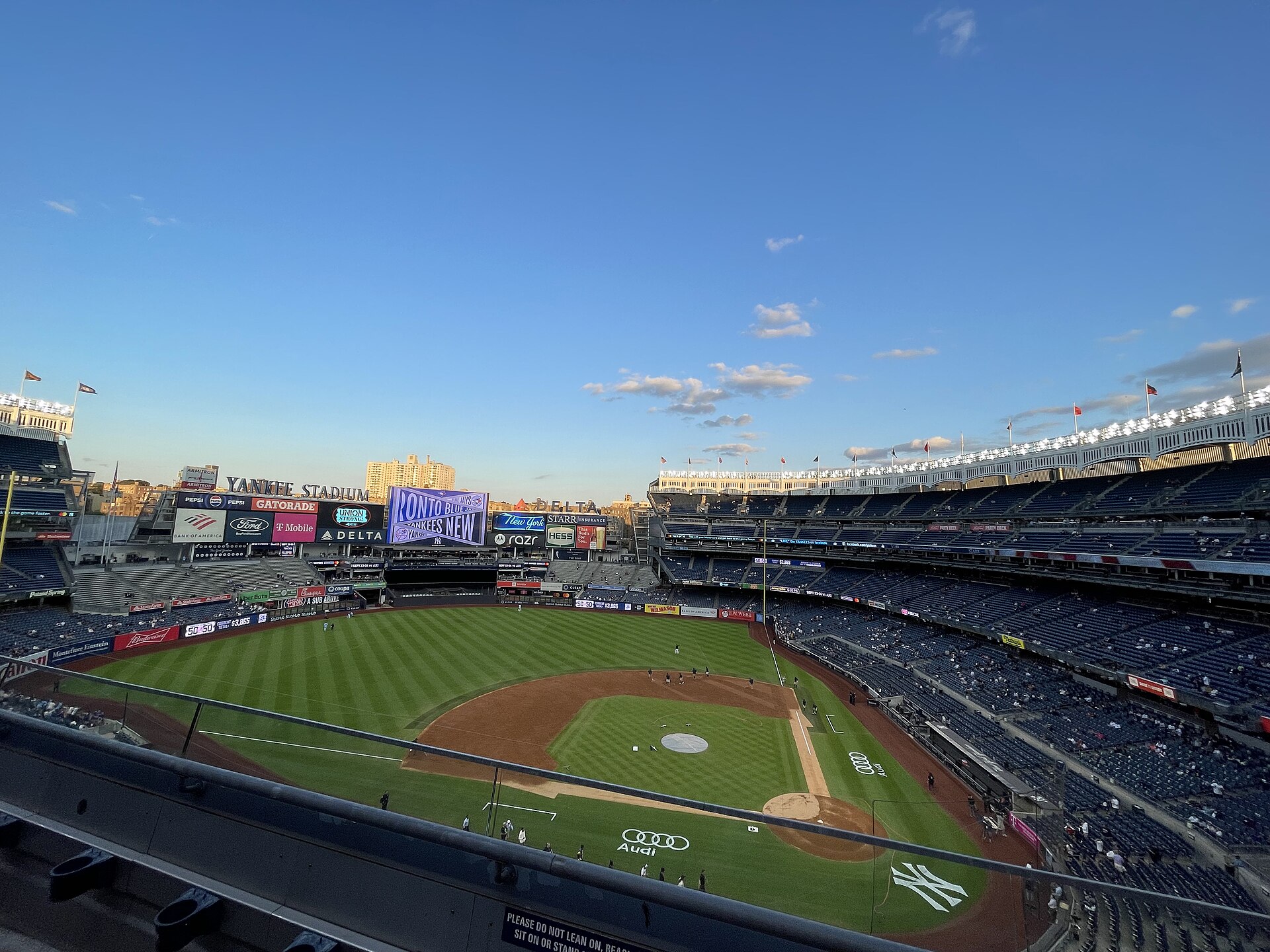 A daytime view of Yankee Stadium in the Bronx