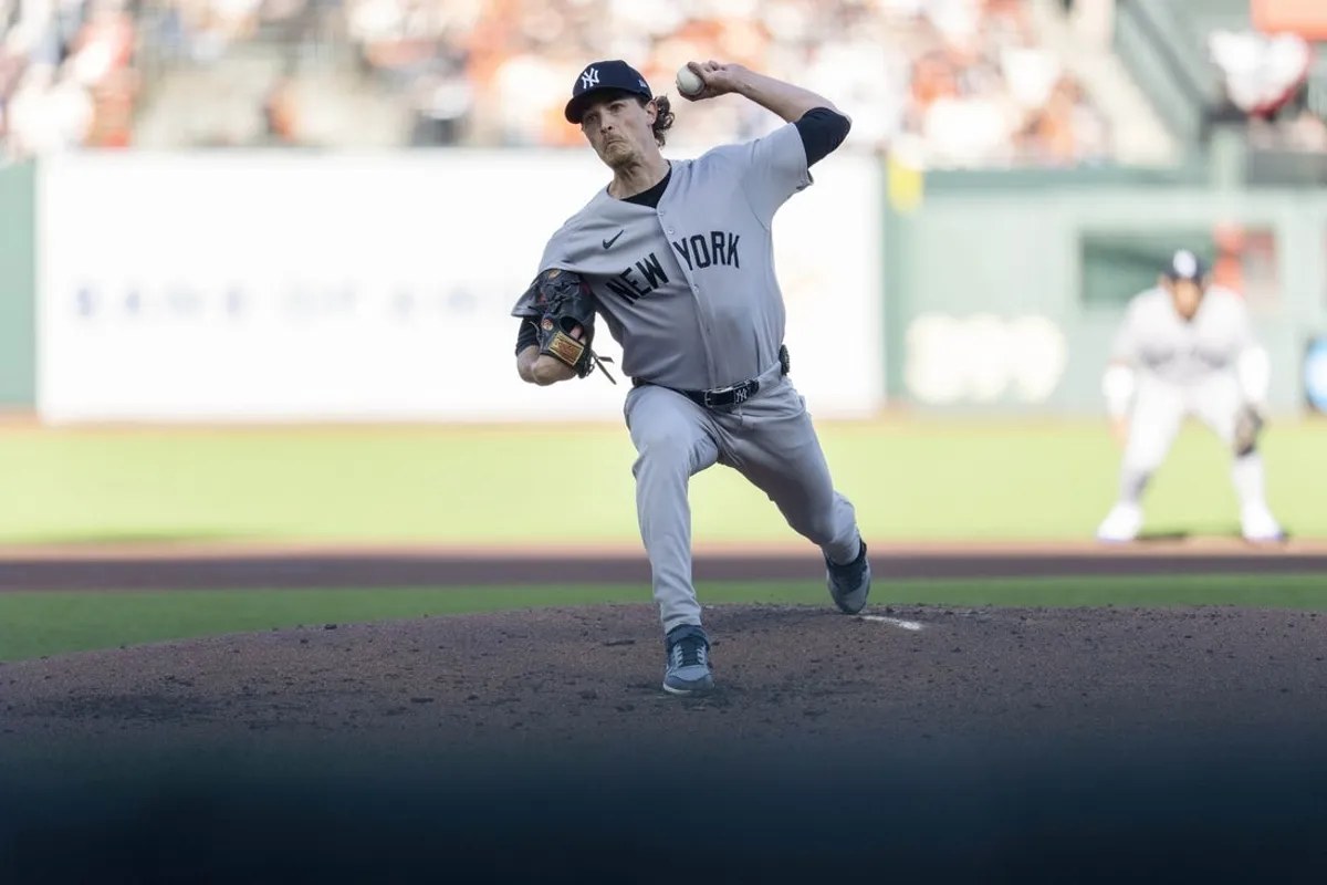 Max Fried of the Yankees pitches on opening night