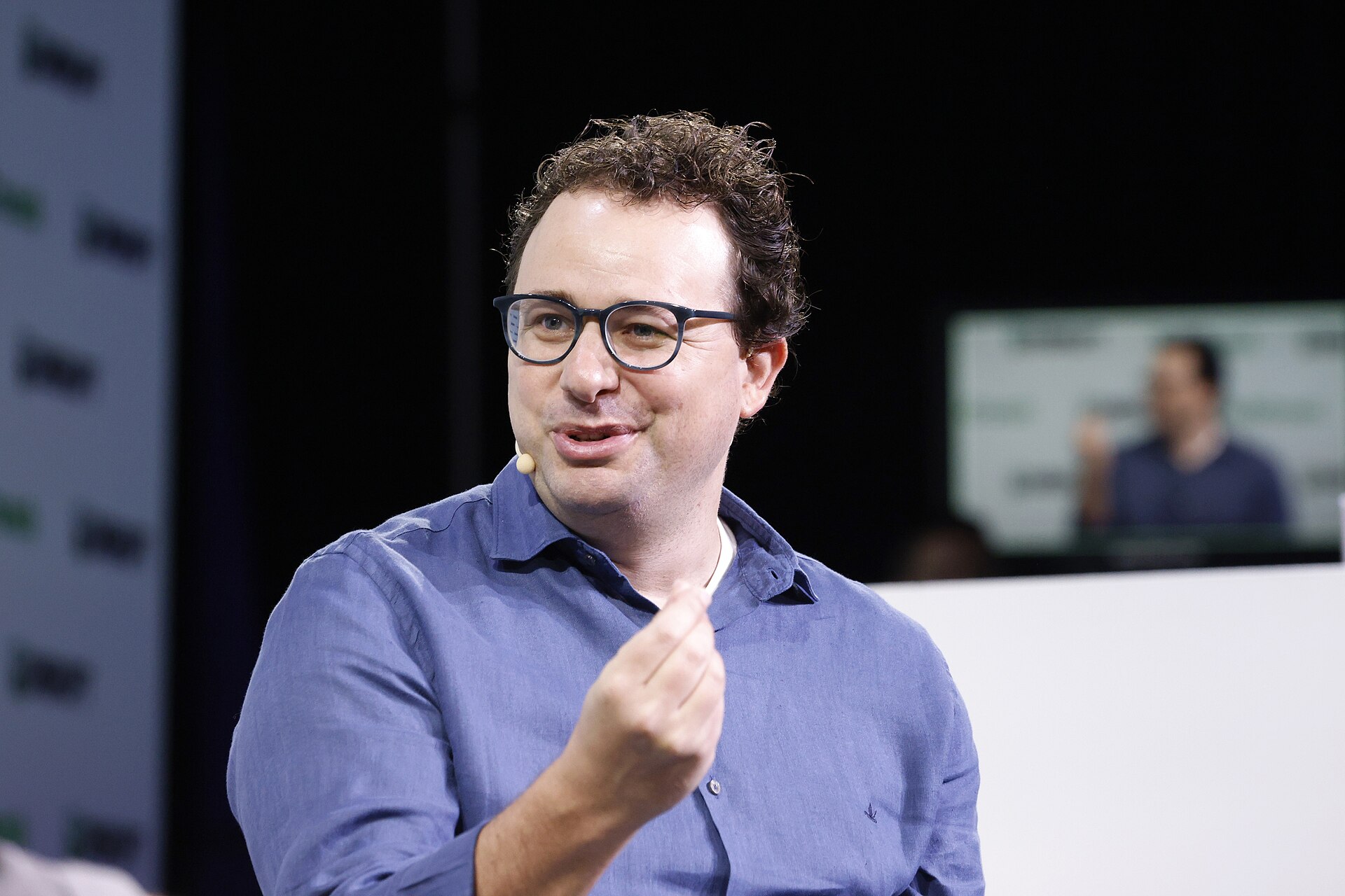 Anthropic CEO Dario Amodei speaking at TechCrunch Disrupt 2023