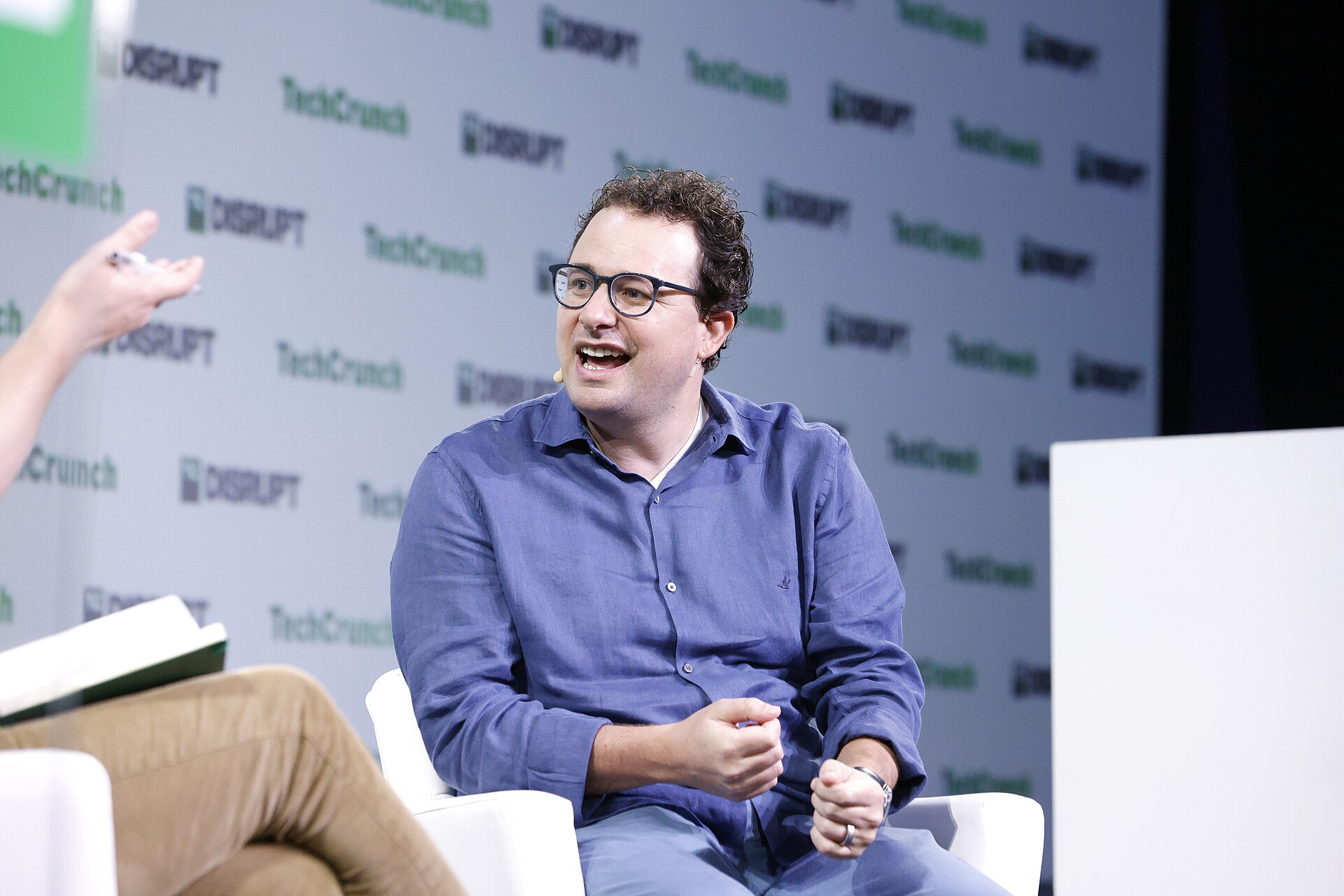 Anthropic CEO Dario Amodei speaking at TechCrunch Disrupt