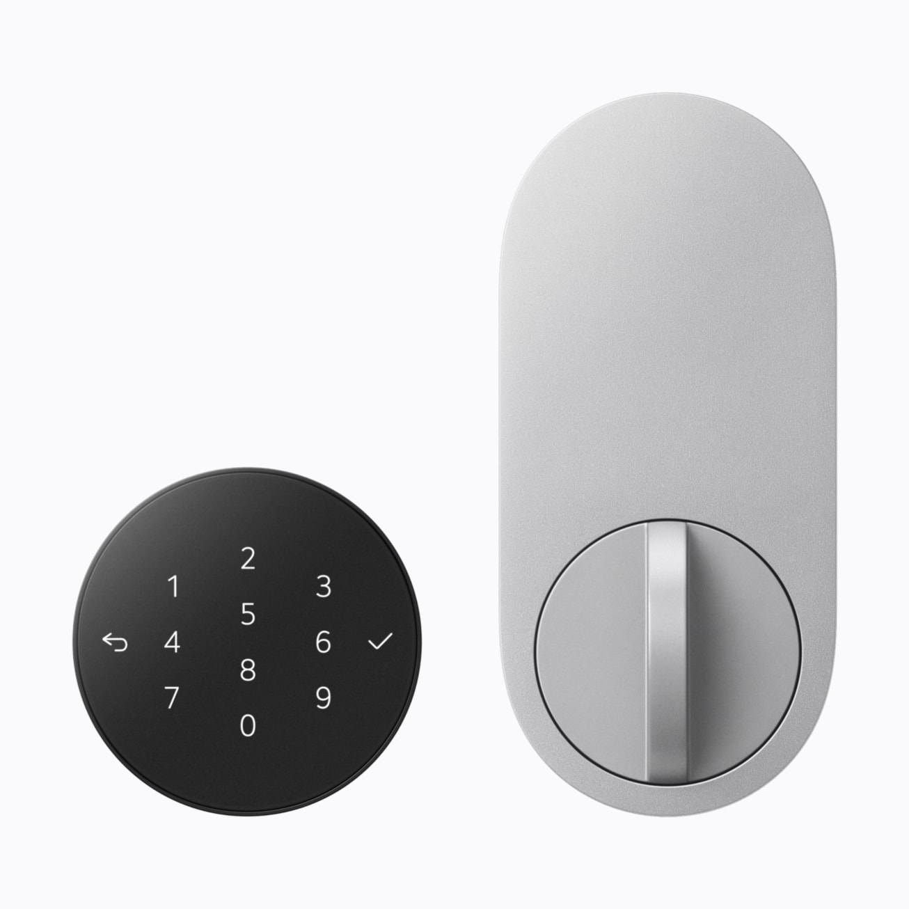 The LG Smart Deadbolt Lock in Essence Silver, part of the Apple Home Collection