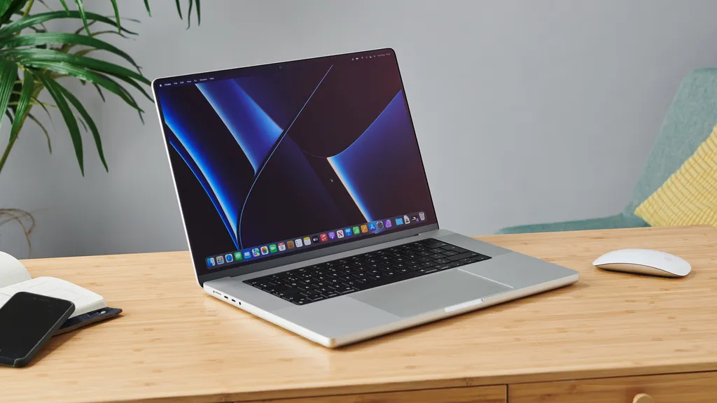 A MacBook Pro laptop on a desk