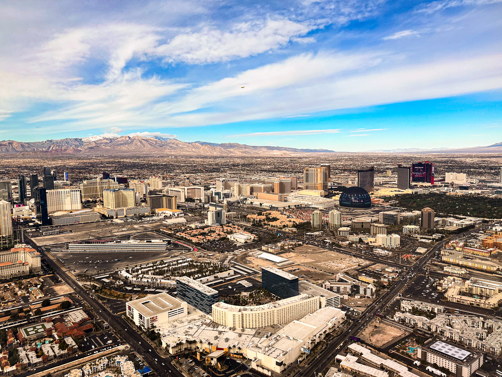 Aerial view of Las Vegas and the Interstate 15 corridor west of the Strip