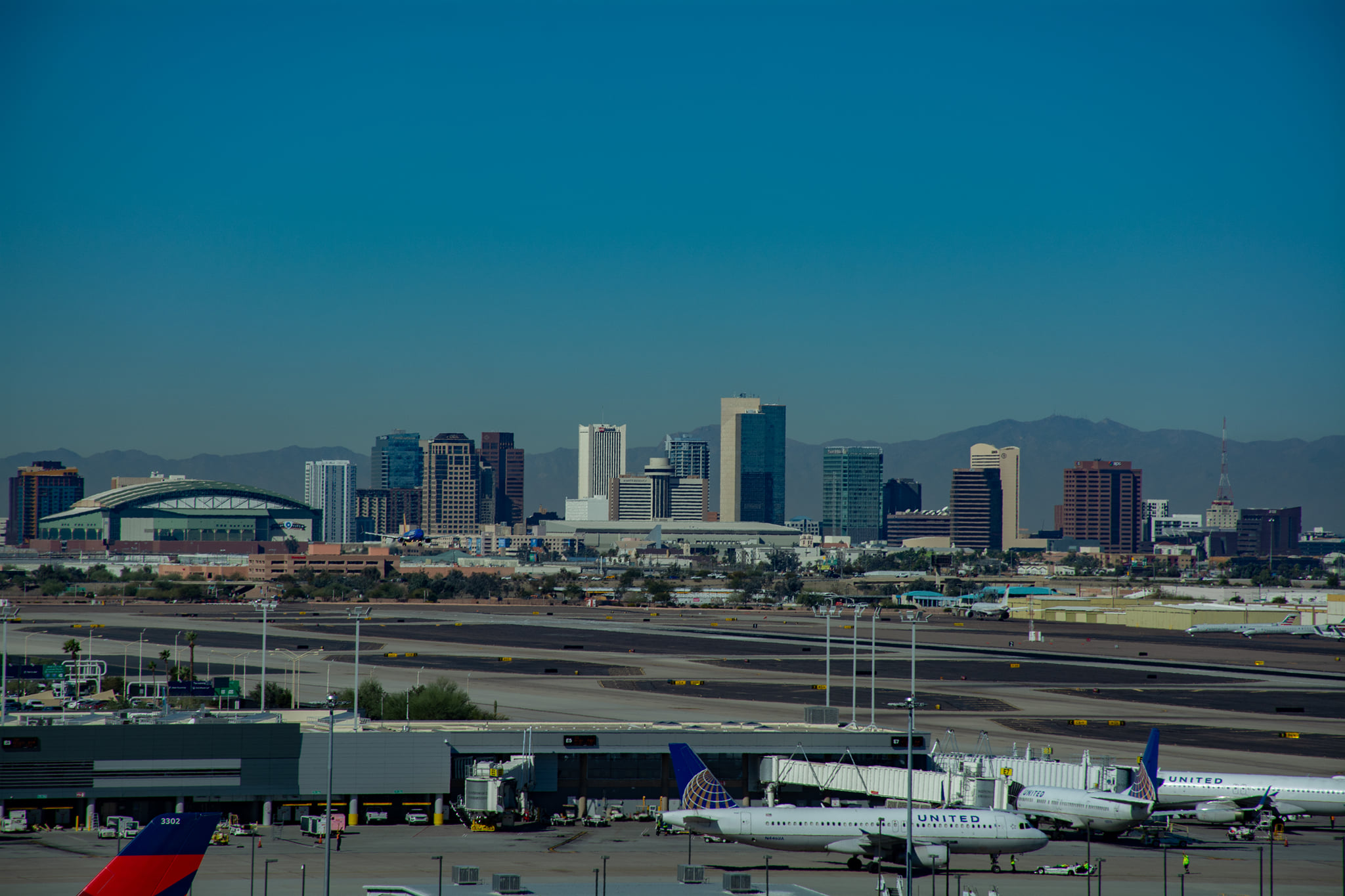 Downtown Phoenix viewed from Phoenix Sky Harbor International Airport