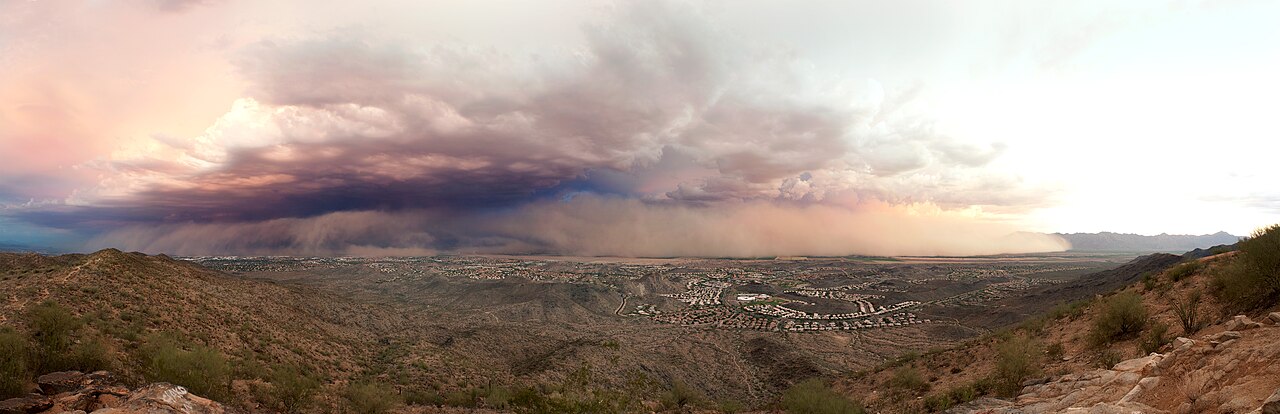 A dust storm moving across the Phoenix area in Arizona