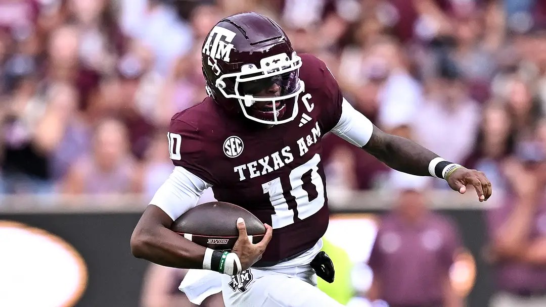 Texas A&M players celebrating during the game at Kyle Field.