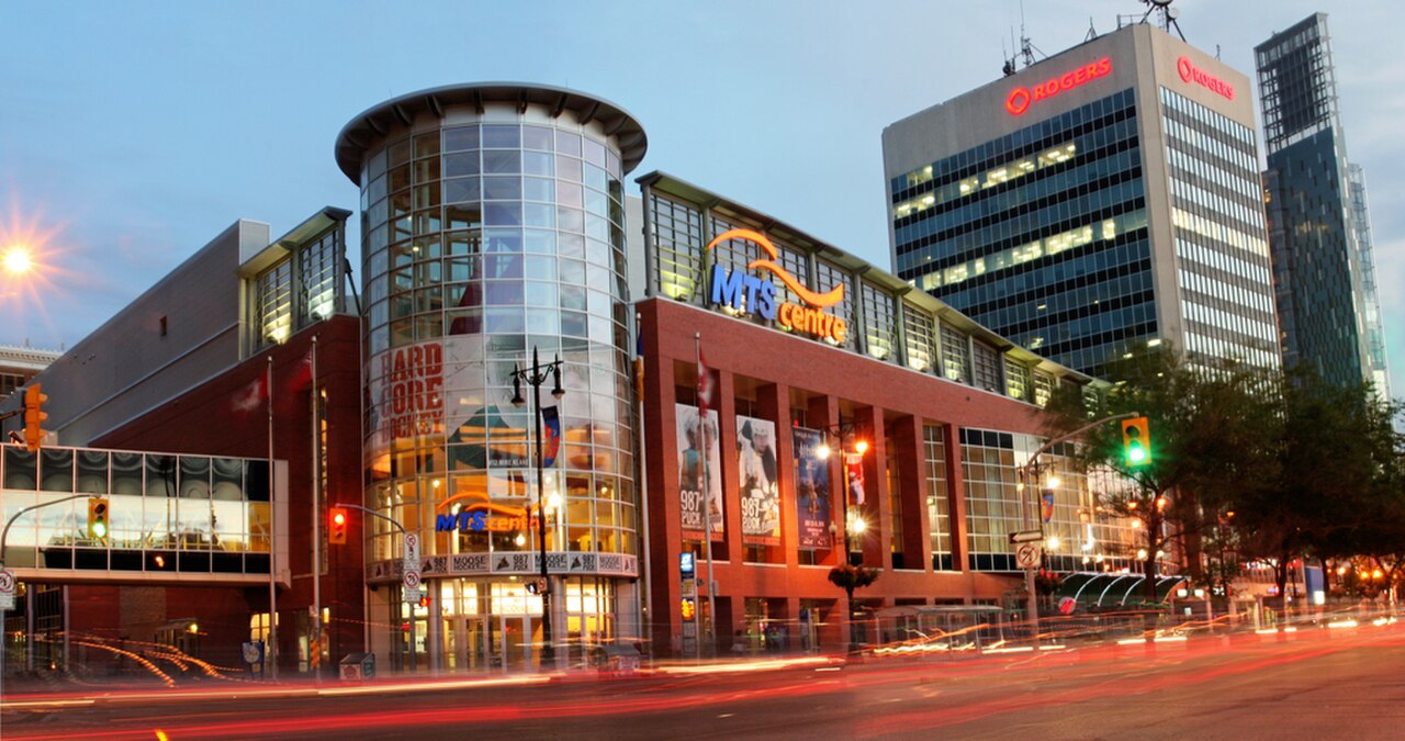 The exterior of Canada Life Centre in Winnipeg.