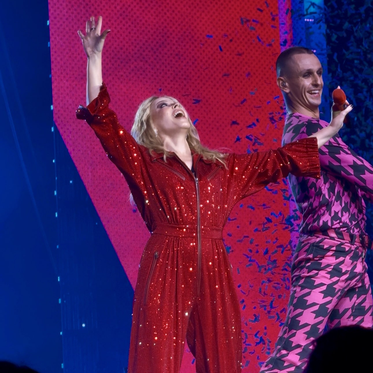 Kylie Minogue performing live on her Tension Tour