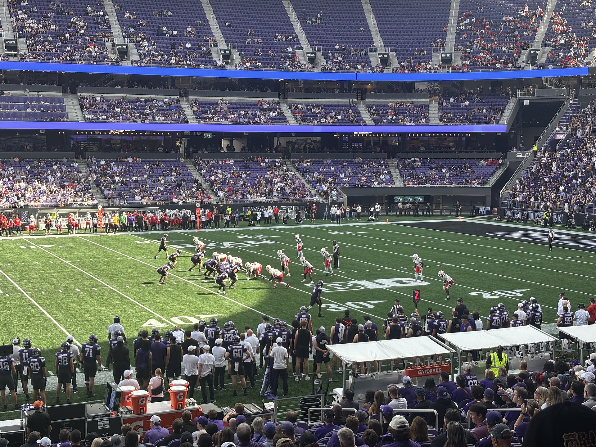 Ball State Cardinals football action, photographed from the stands