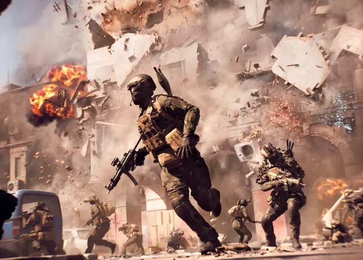 Battlefield 6 key art showing soldiers in a war-torn urban environment