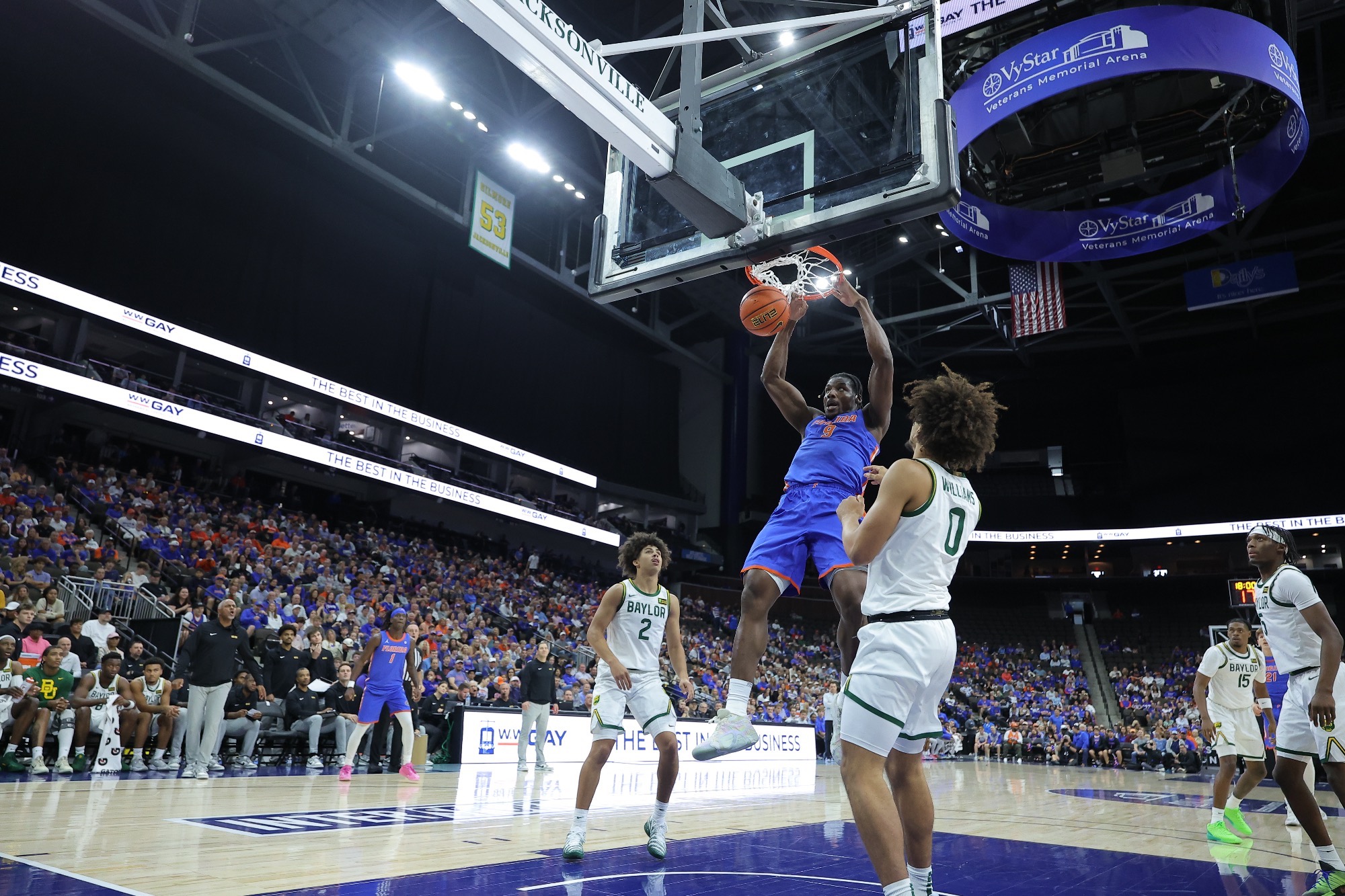 Action from the Baylor-Florida exhibition at VyStar Veterans Memorial Arena in Jacksonville