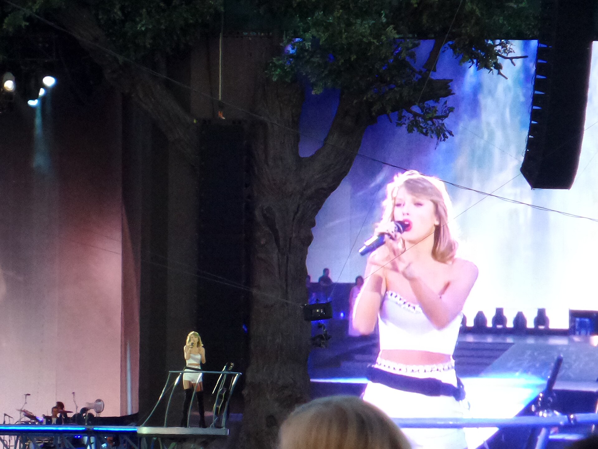 Taylor Swift performing on the 1989 World Tour