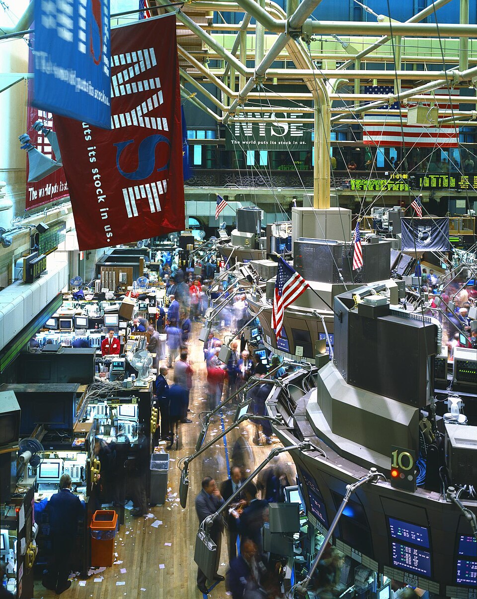 A historic view of a stock exchange trading floor — creator-led media is becoming the new front page of business news.