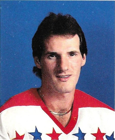 Gaetan Duchesne in a Washington Capitals jersey in the 1980s
