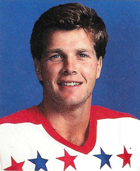 Alan Haworth in a Washington Capitals jersey in the 1980s