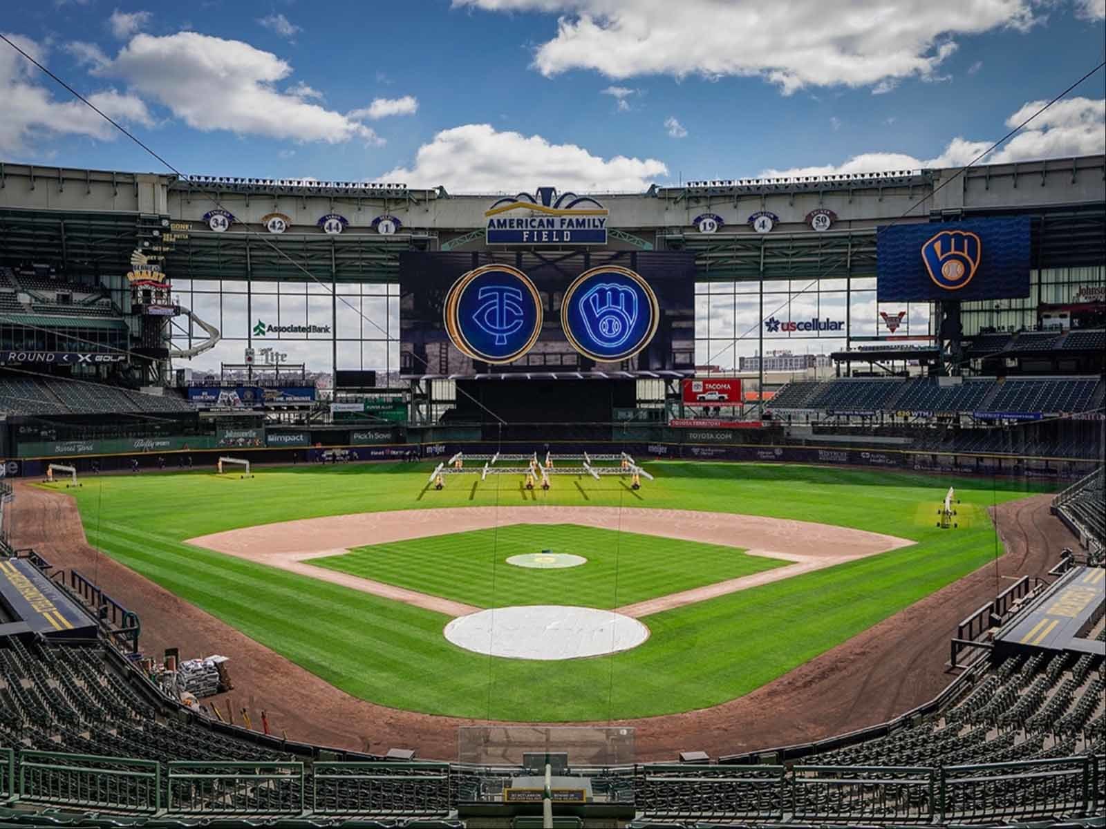 American Family Field in Milwaukee during a postseason night game
