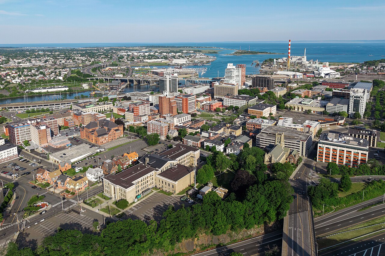 Downtown Bridgeport, Connecticut, where residents marched in support of Police Chief Roderick Porter
