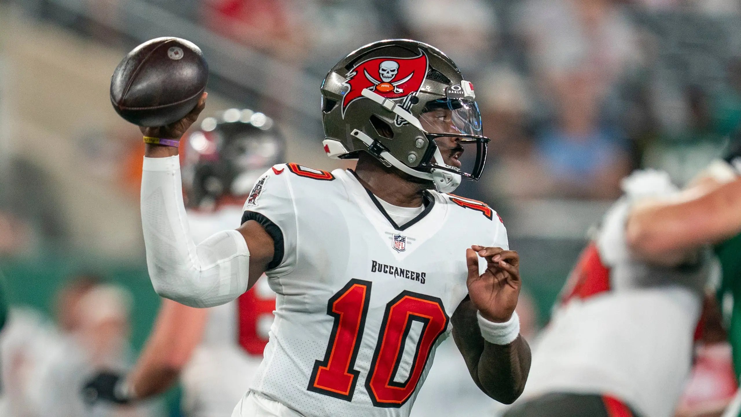 Tampa Bay Buccaneers rookie quarterback Jalon Daniels throws during a preseason game