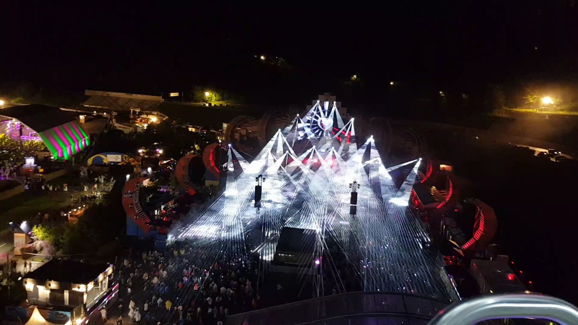 ElectricLove festival's main stage lit up at night in Salzburg, Austria
