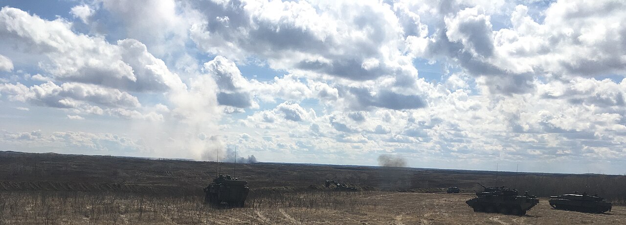 Canadian soldiers during a live-fire combat team exercise at CFB Wainwright in Alberta (file photo)