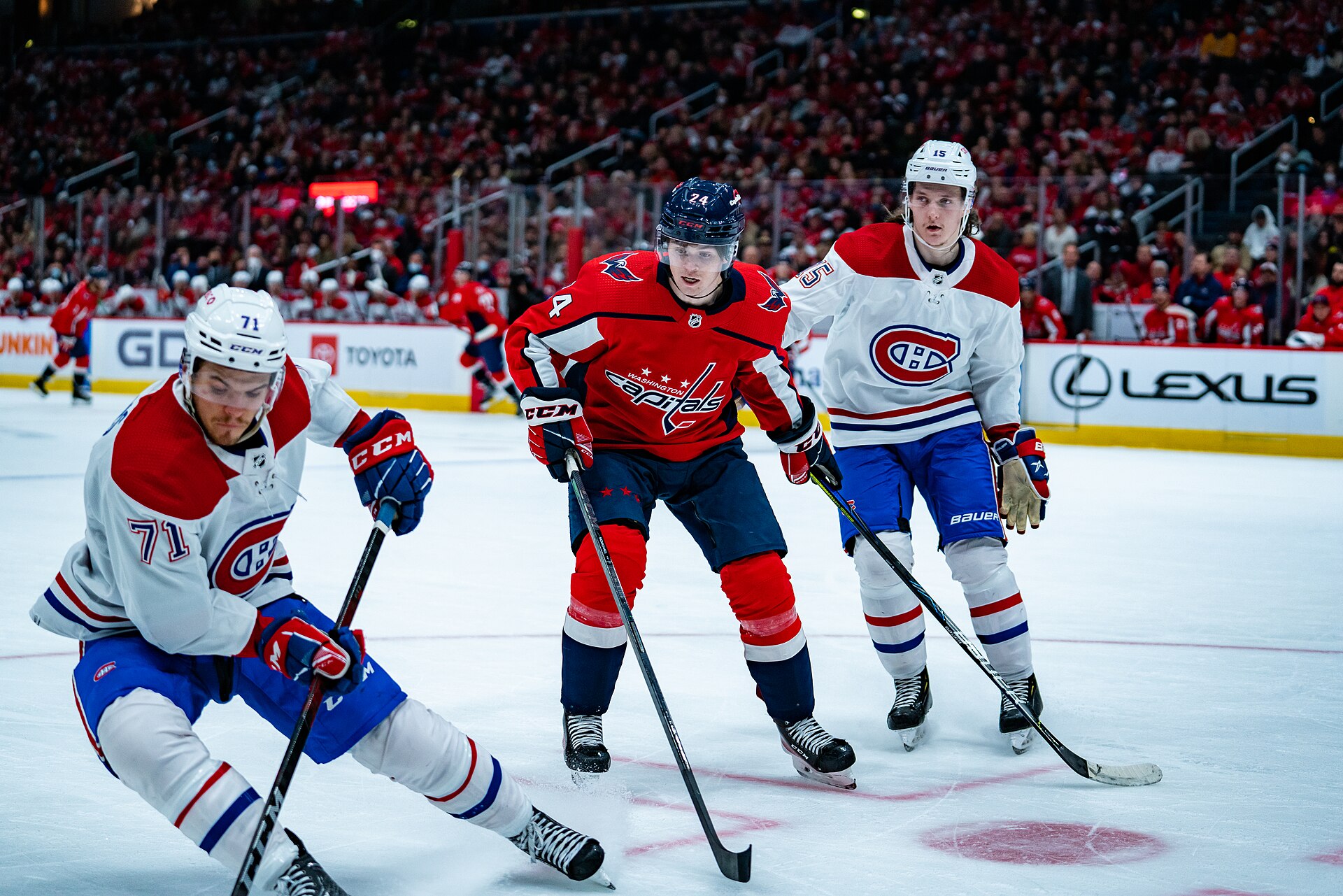 Washington Capitals players in action on the ice
