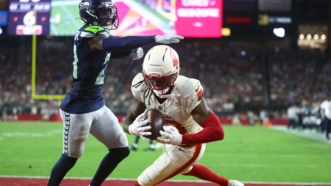 Arizona Cardinals wide receiver Marvin Harrison Jr. making a catch during a game at State Farm Stadium