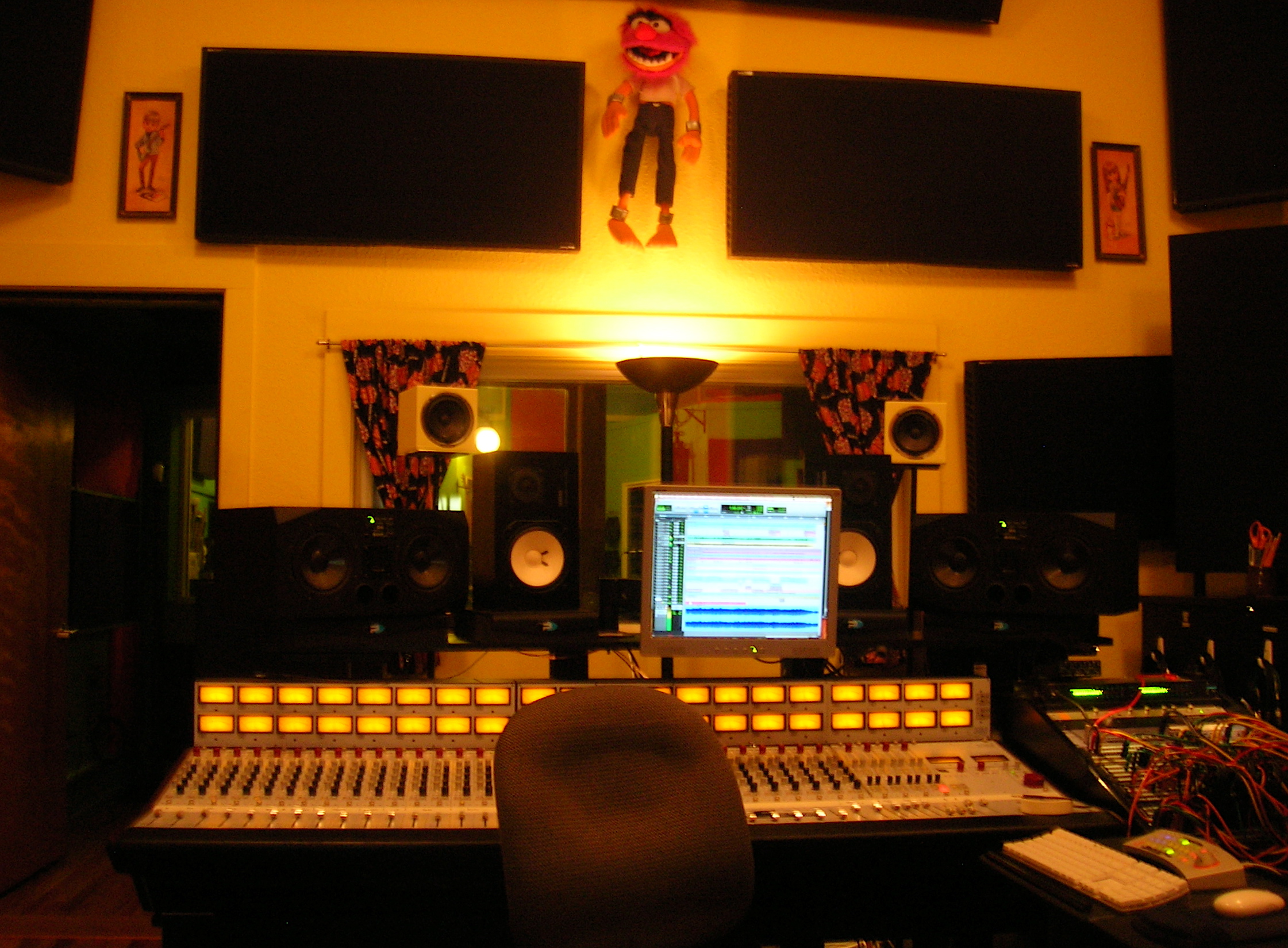 A recording studio mixing session