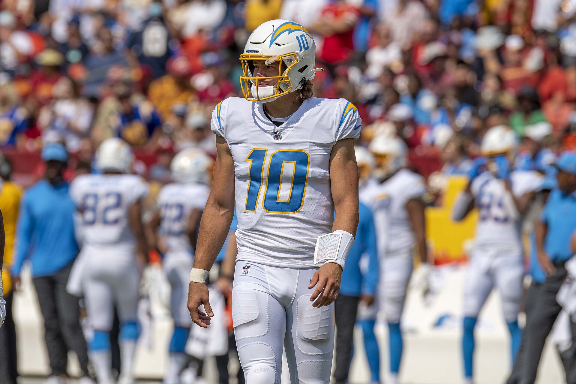 Justin Herbert in a Los Angeles Chargers uniform