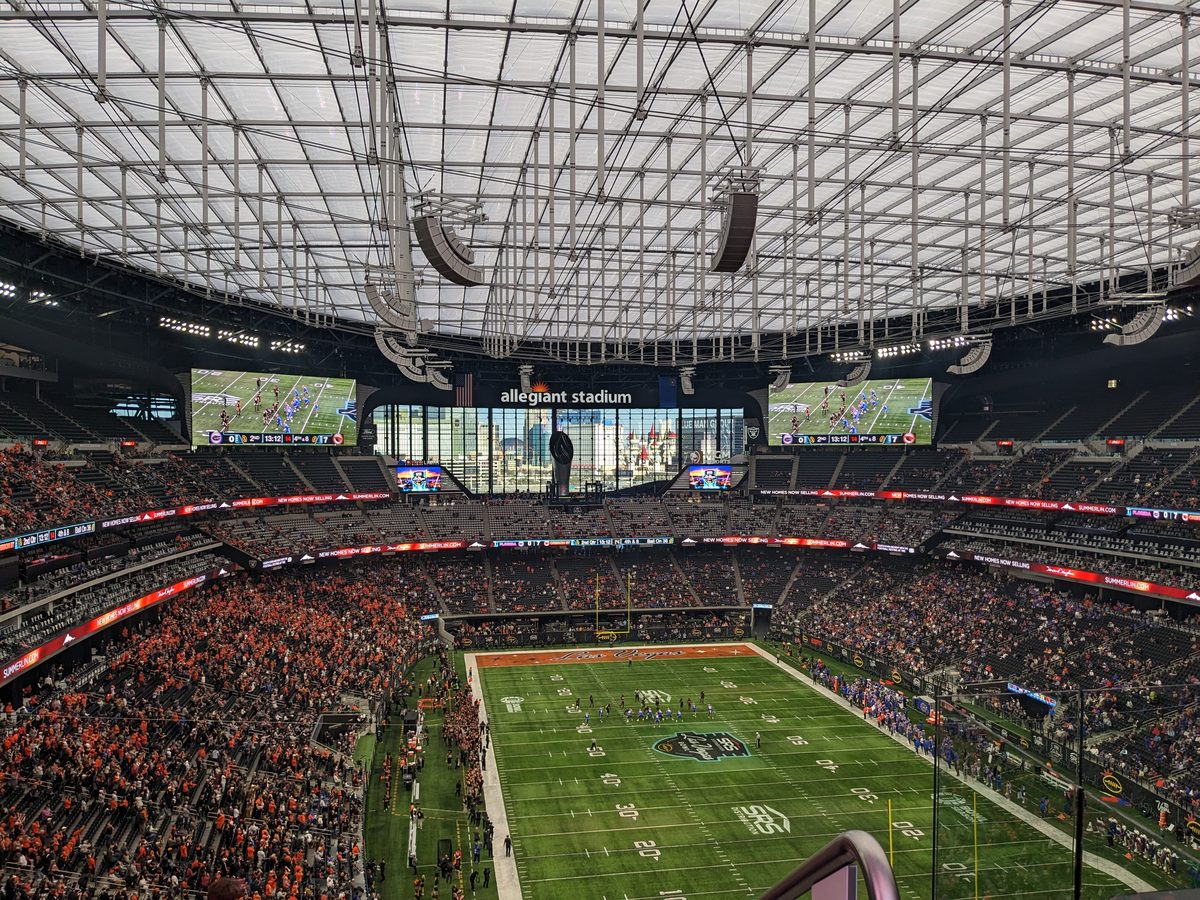 Allegiant Stadium in Las Vegas, where the Chiefs beat the Raiders 30-27 on Sunday.