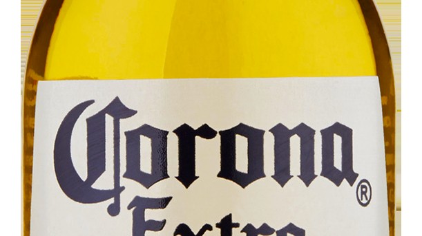 A bottle of Corona Extra beer, label close-up