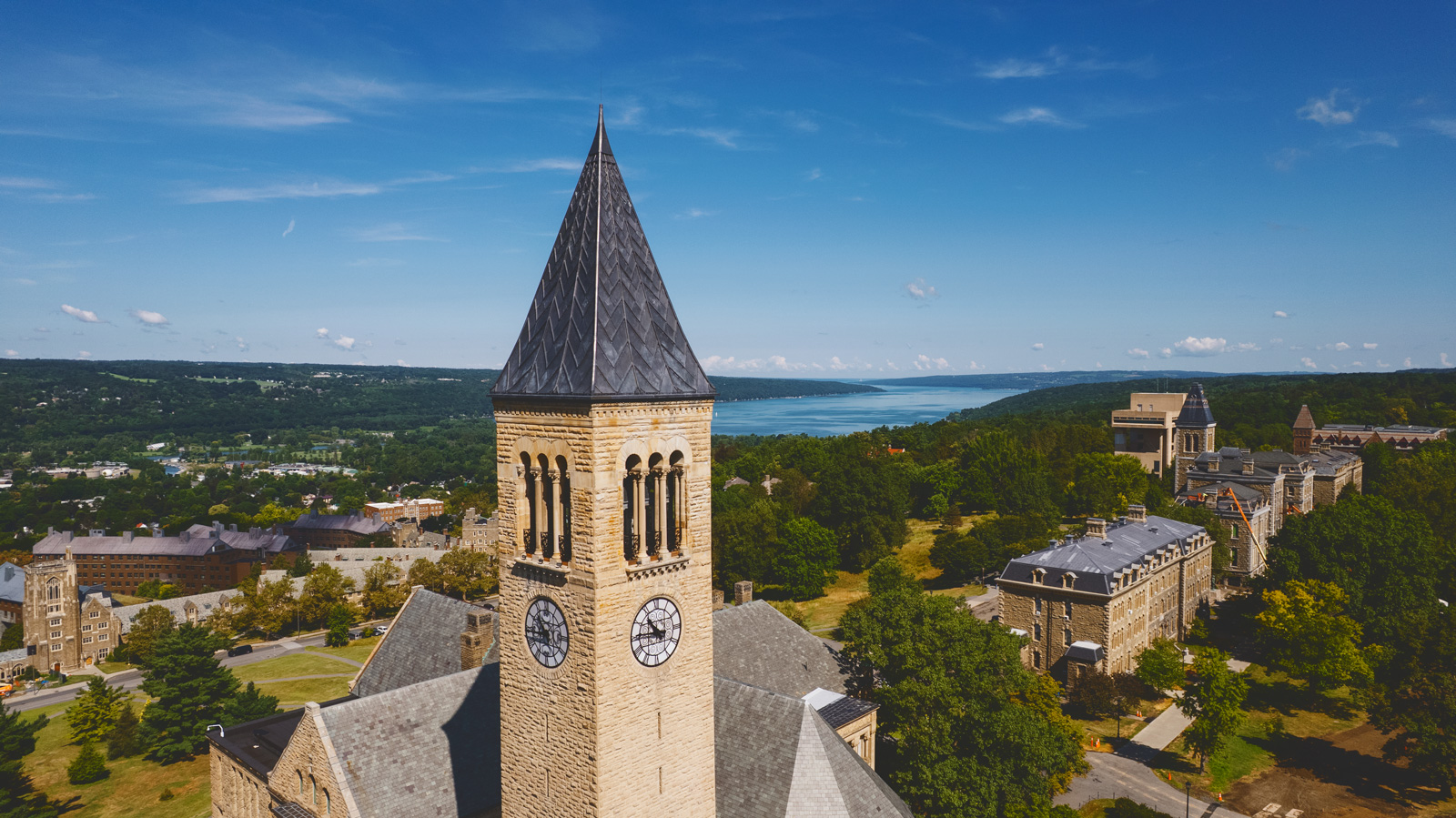 McGraw Tower and the Cornell University campus in Ithaca, New York