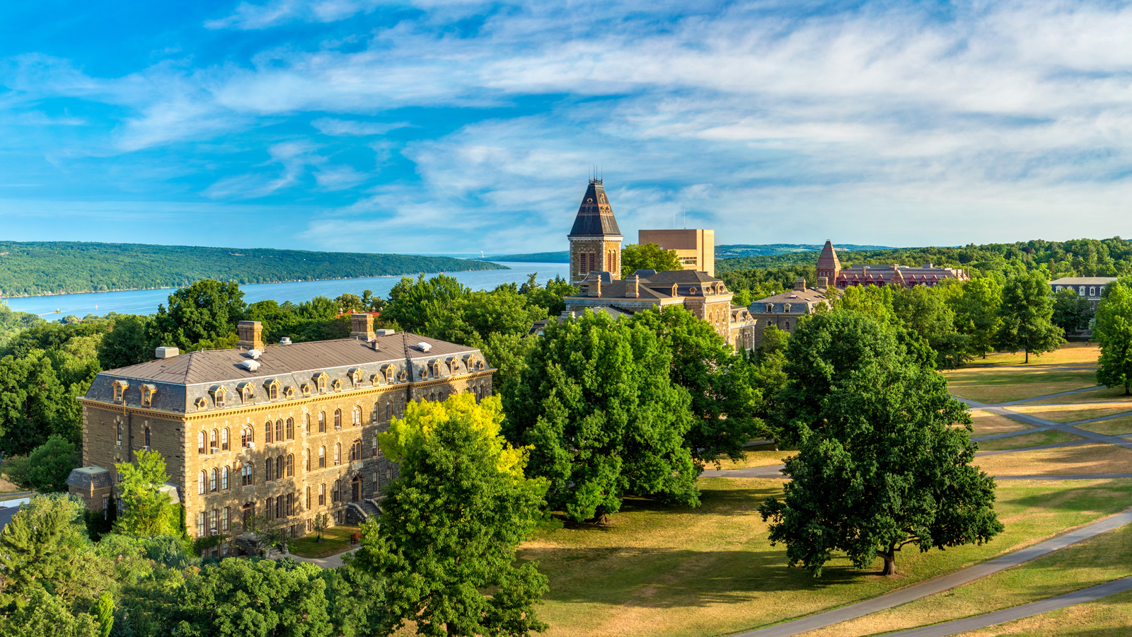 Cornell's Arts Quad on a bright day