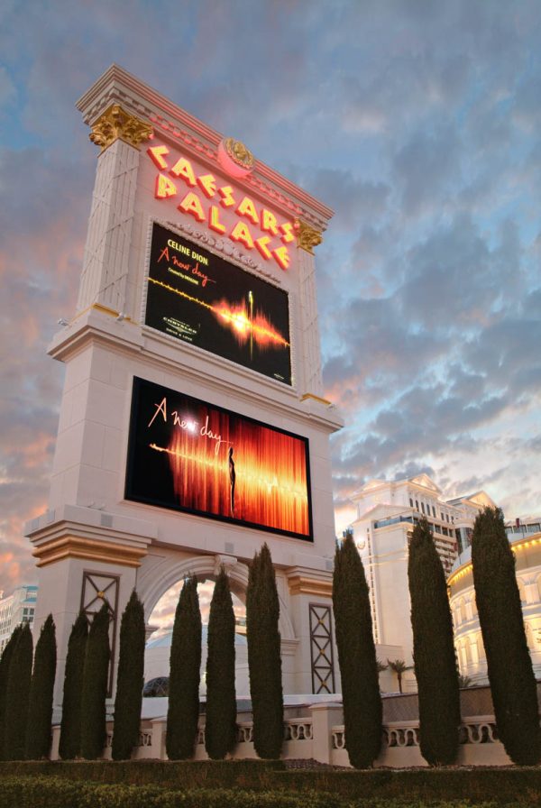 The Caesars Palace marquee on the Las Vegas Strip — Def Leppard completed their third sold-out residency at Caesars Palace earlier in 2026.