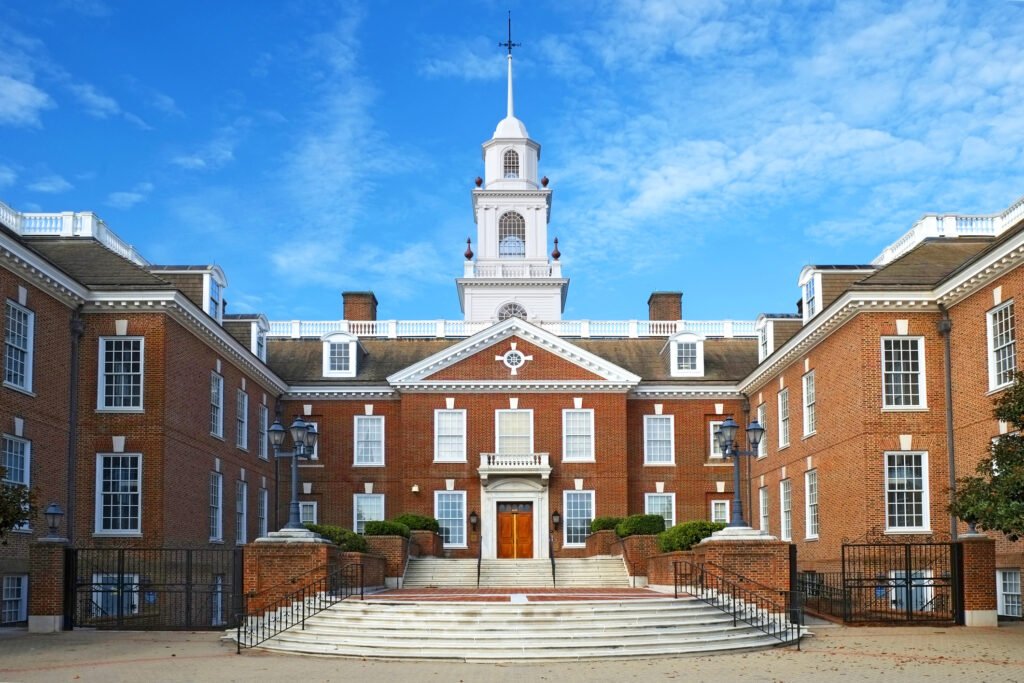 Legislative Hall, the Delaware state capitol building in Dover.