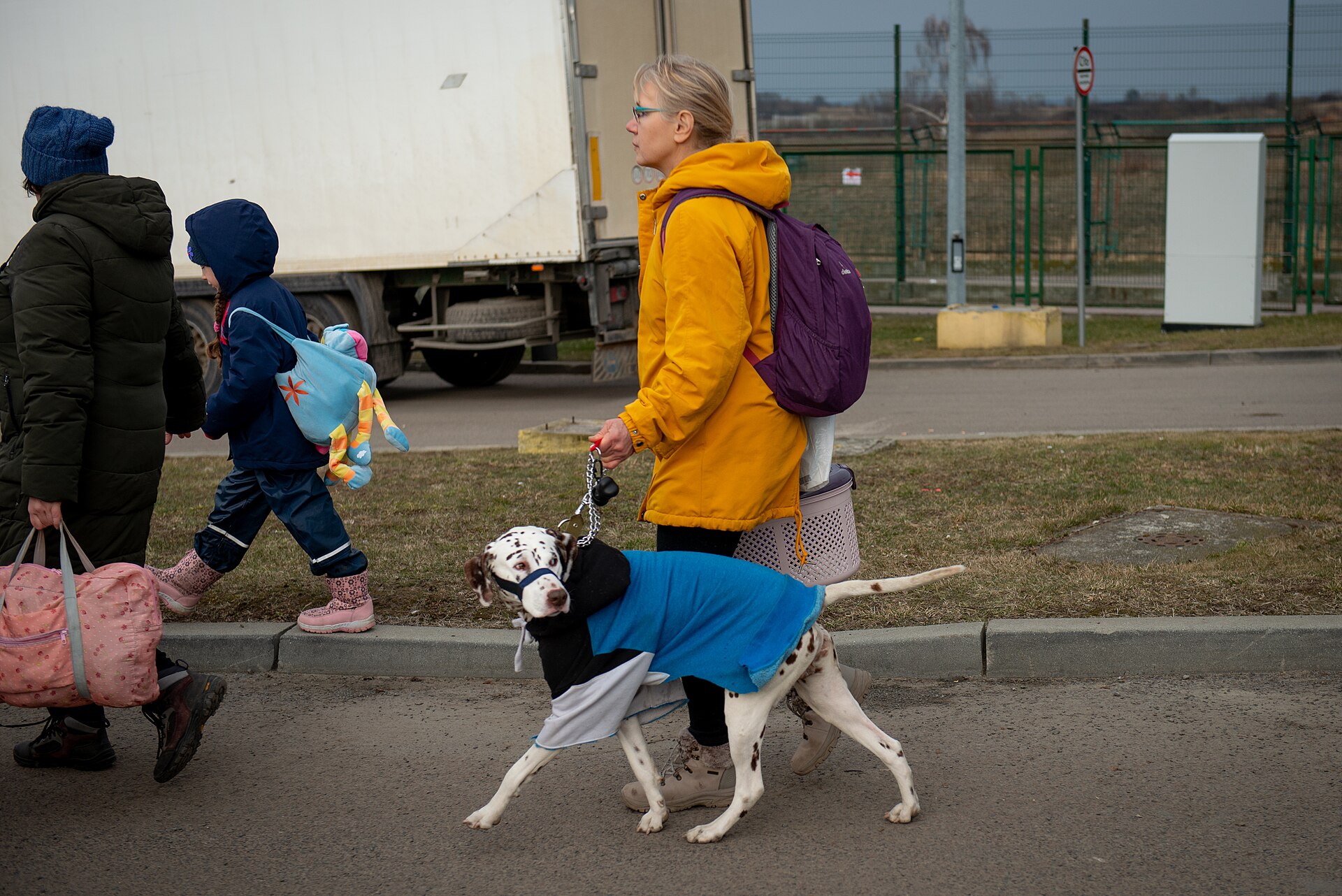 The border region between Poland and Ukraine at Medyka, where Ukrainians fled the war