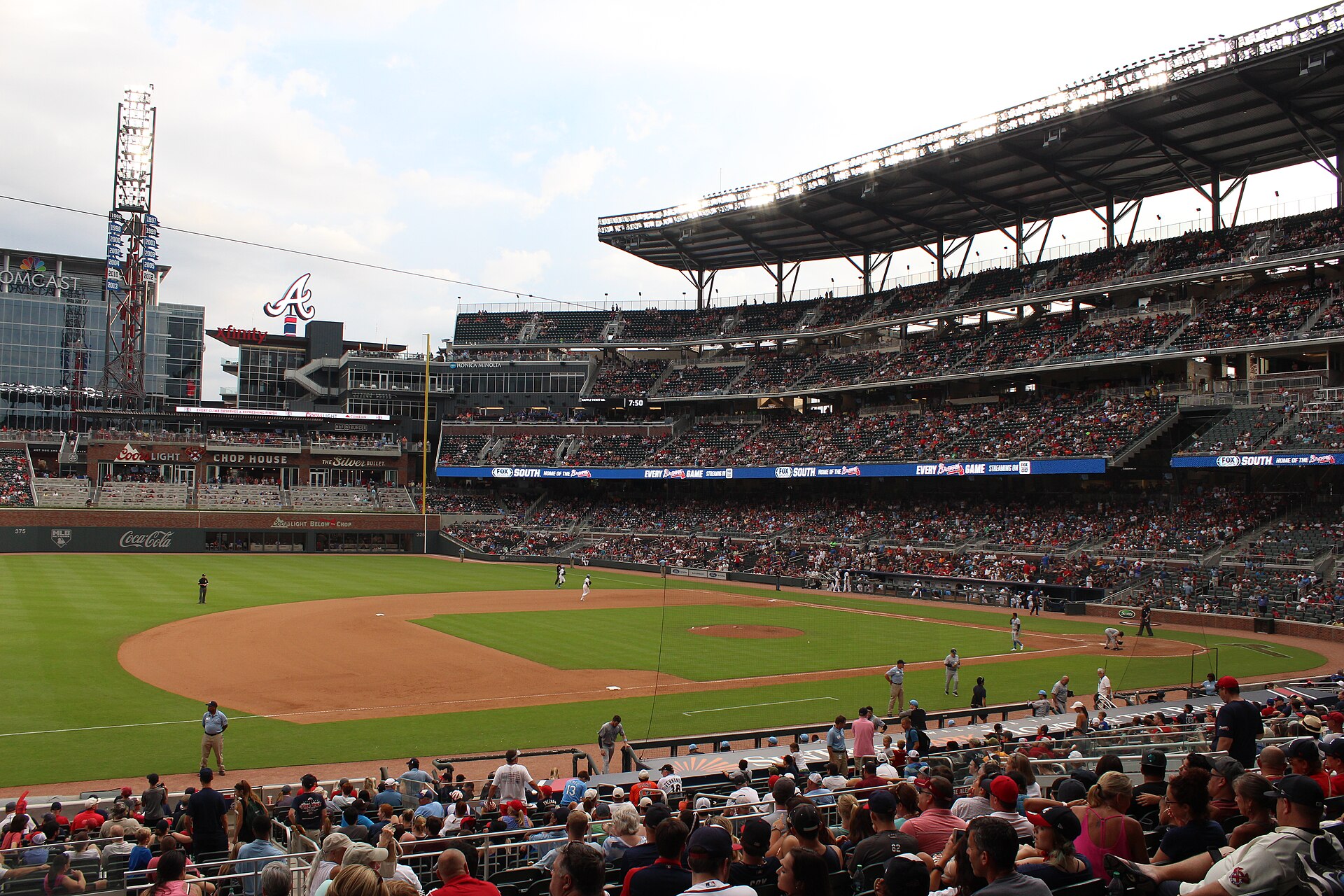 A daytime game in progress at Truist Park in Atlanta