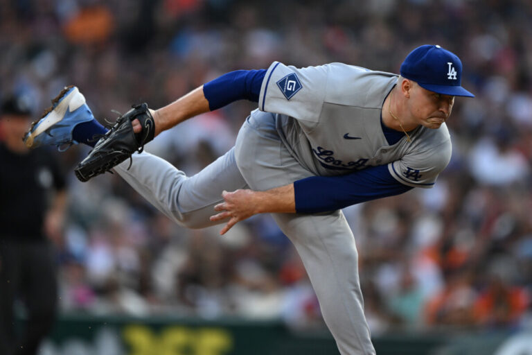 Tarik Skubal pitching for the Dodgers