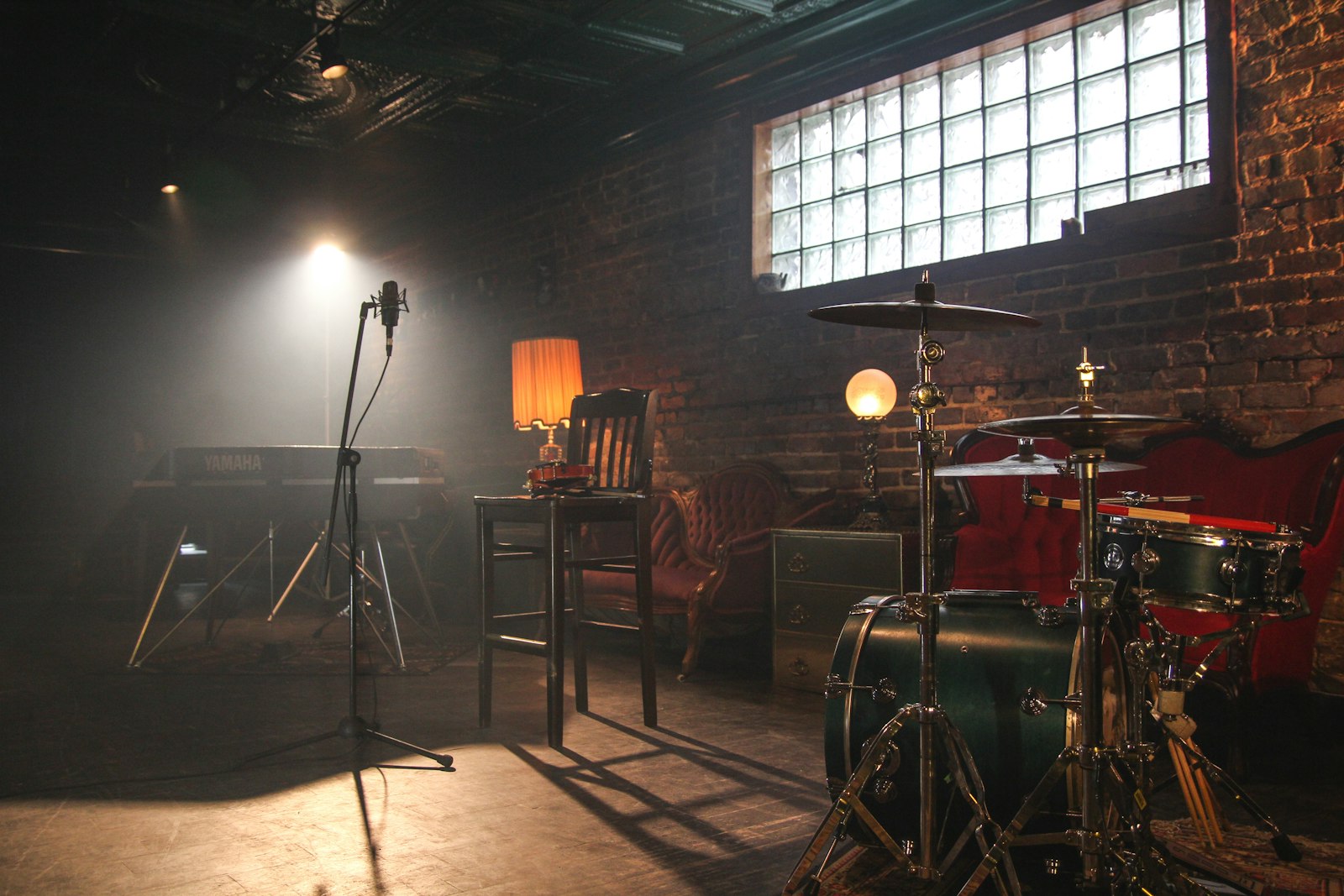 An acoustic guitar in warm, bright light