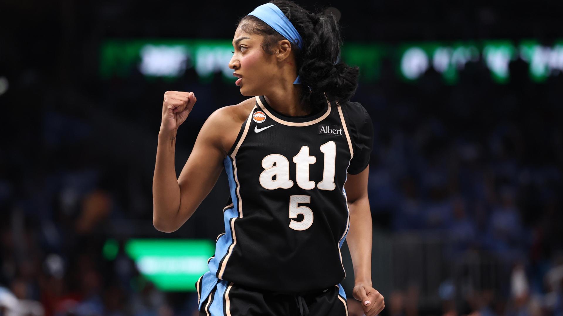 Angel Reese in action for the United States — the Dream star had 21 points and 12 rebounds in Game 3 of the WNBA Finals