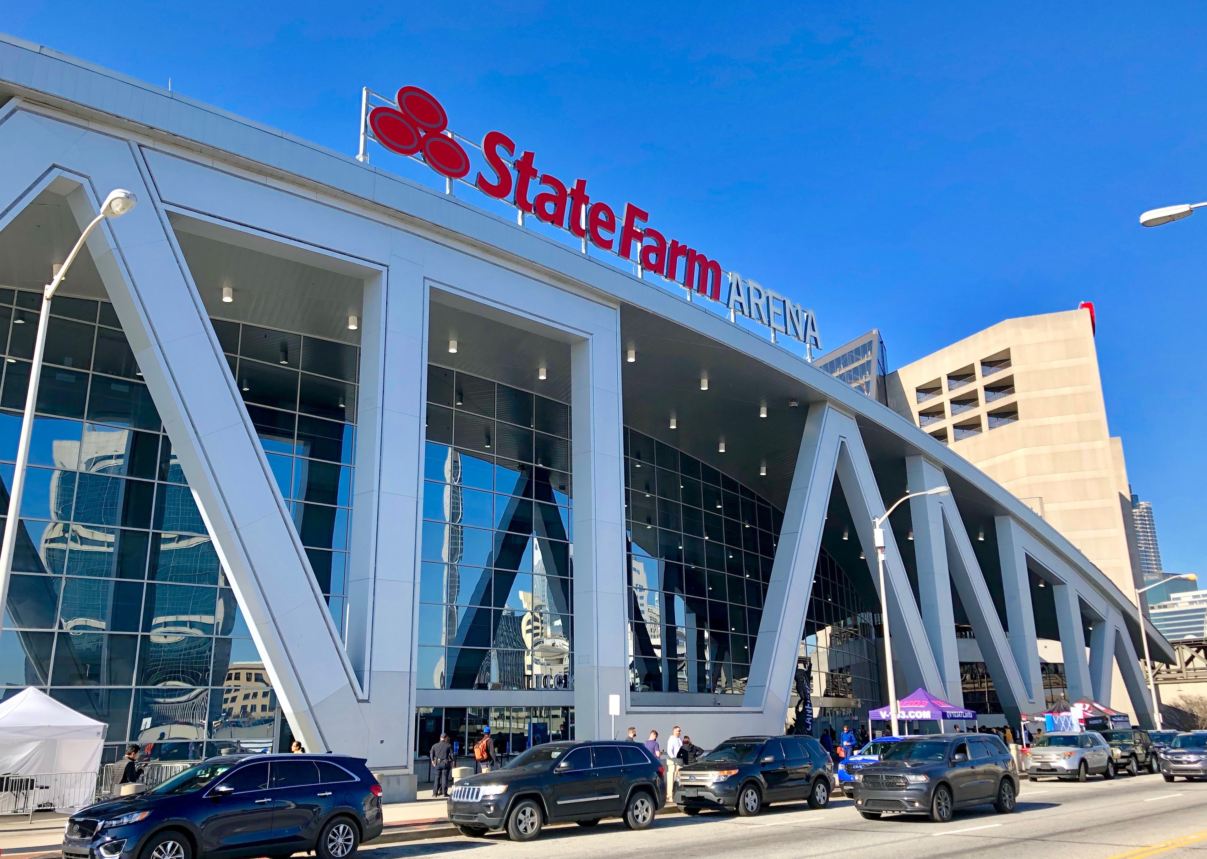 The exterior of State Farm Arena in downtown Atlanta.