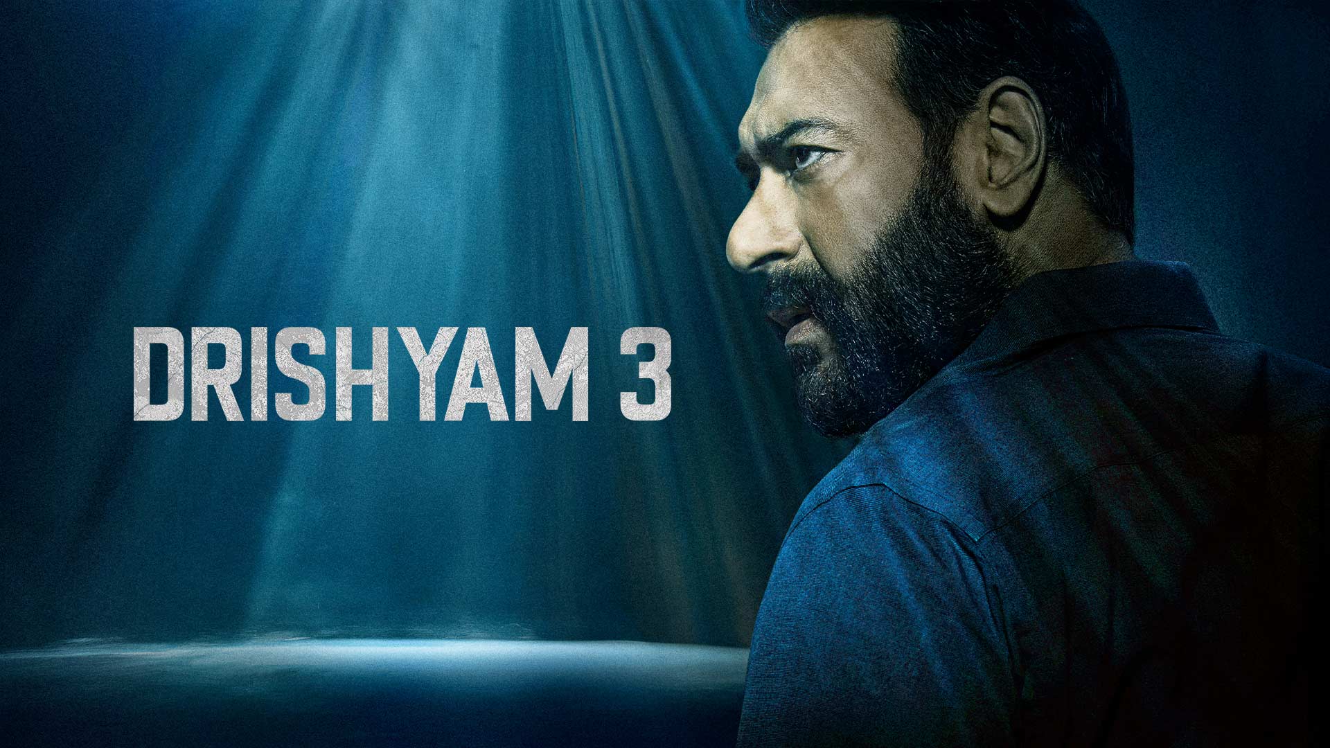 Key art for Drishyam: The Conclusion featuring Ajay Devgn.