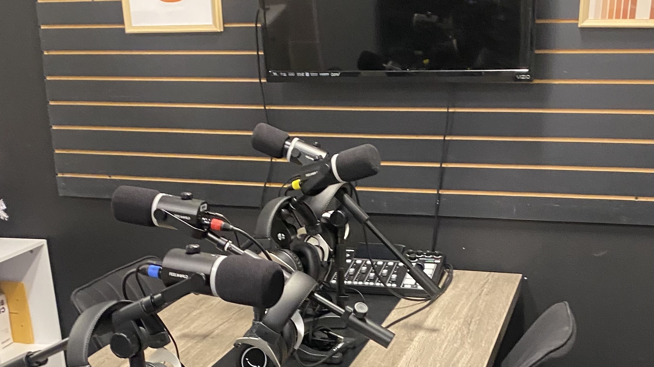 Inside a podcast recording studio