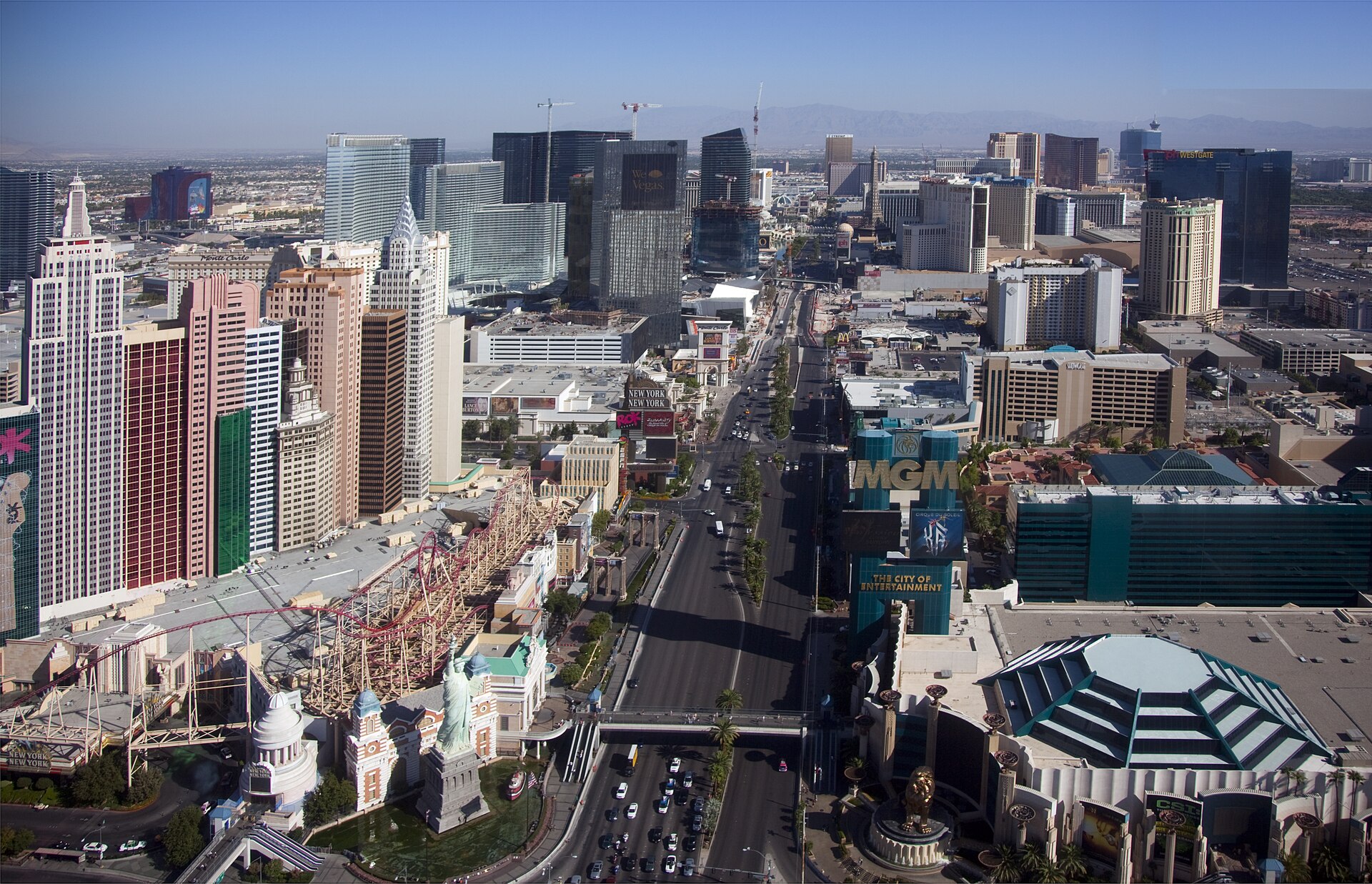 Daytime aerial view of the Las Vegas Strip — the fight capital hosts another DWCS card at the Meta APEX.
