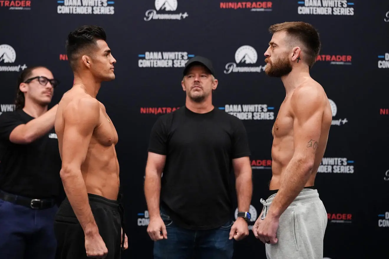A Dana White's Contender Series Season 10 faceoff — ten fighters vie for UFC contracts at DWCS 95 on Tuesday, October 6, at the Meta APEX in Las Vegas.