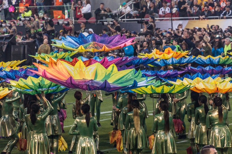 The Super Bowl 50 halftime show on stage