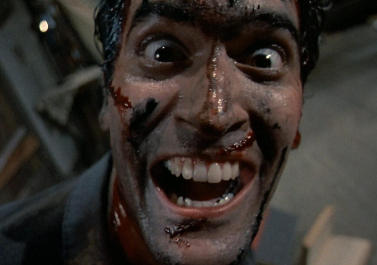 Ash Williams, played by Bruce Campbell, in Sam Raimi's The Evil Dead (1981)