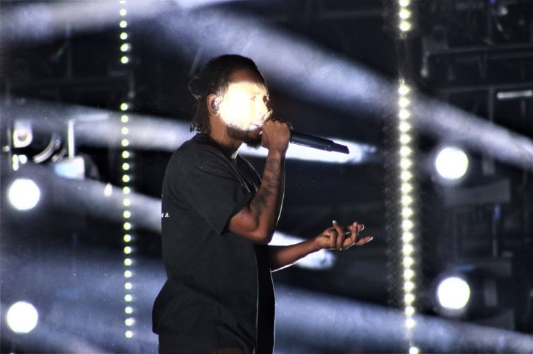 Kendrick Lamar performing at Grandoozy in 2018
